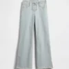 Jeans évasés décontractés à taille basse et braguette à lacets pour enfant