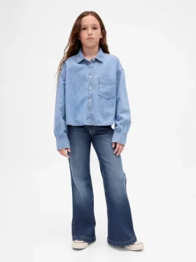 Jeans évasés décontractés taille basse pour enfant