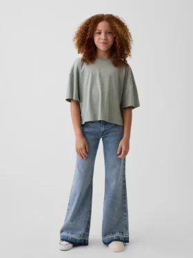 Jeans évasés décontractés taille basse pour enfant