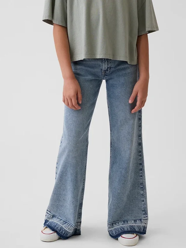 Jeans évasés décontractés taille basse pour enfant