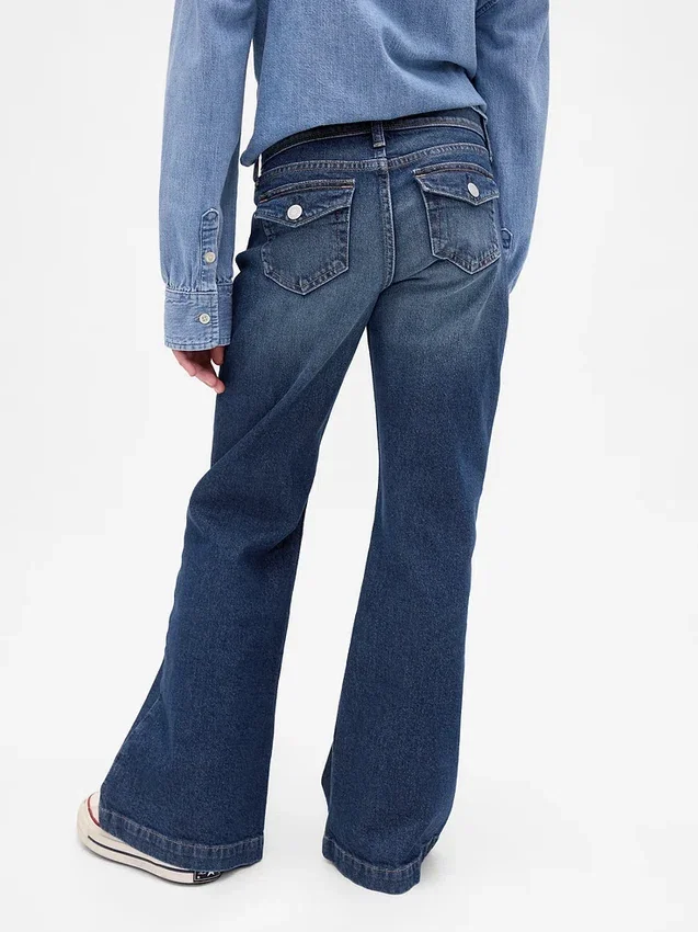 Jeans évasés décontractés taille basse pour enfant