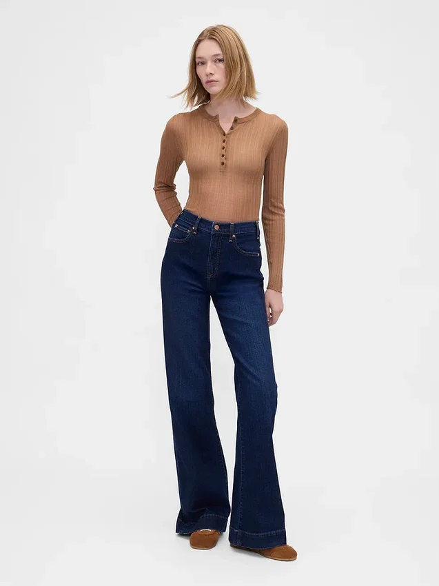 Jeans évasés décontractés à taille haute