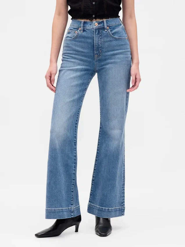 Jeans évasés décontractés à taille haute
