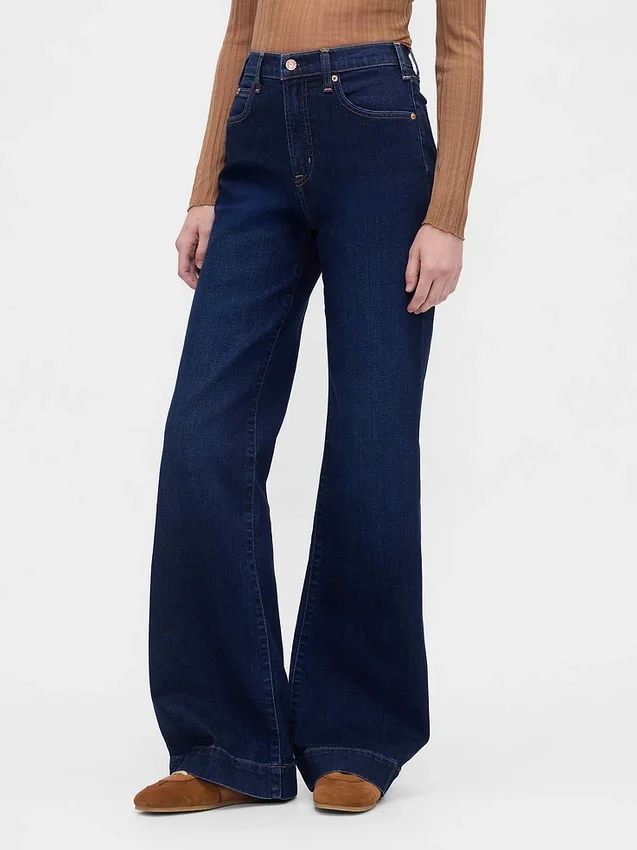 Jeans évasés décontractés à taille haute