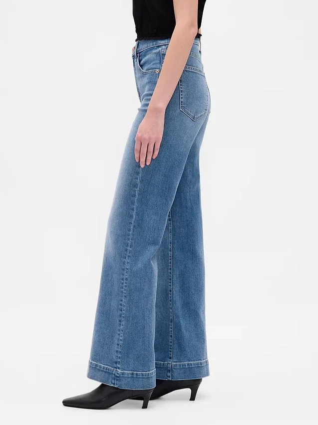 Jeans évasés décontractés à taille haute