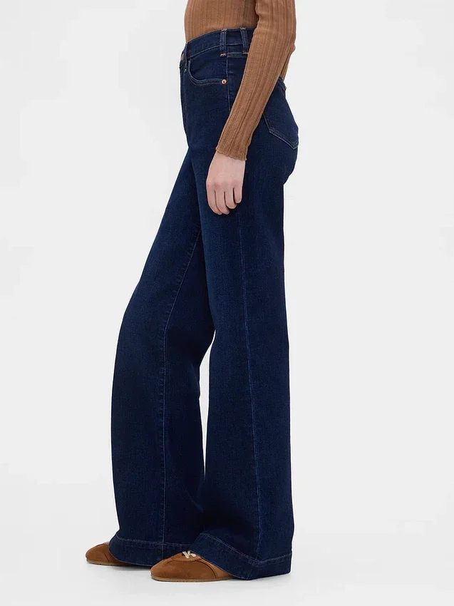 Jeans évasés décontractés à taille haute