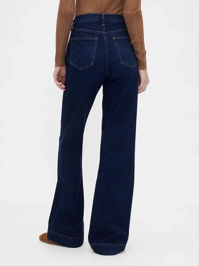 Jeans évasés décontractés à taille haute