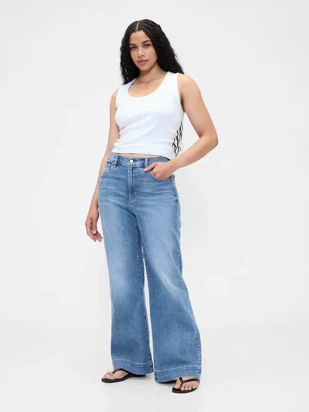 Jeans évasés décontractés à taille haute