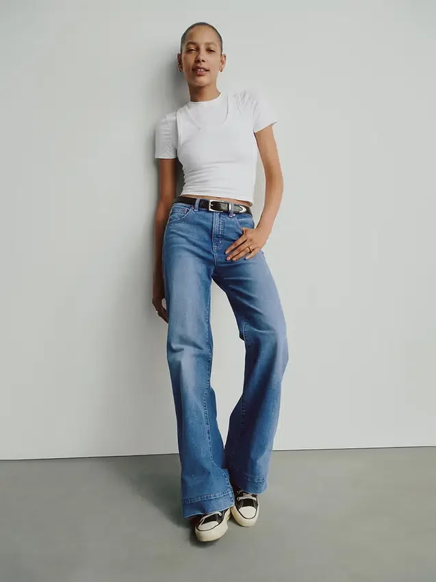 Jeans évasés décontractés à taille haute