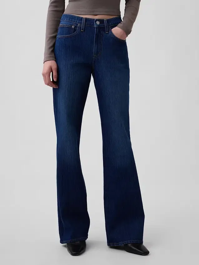 Jeans évasés décontractés à taille mi-haute