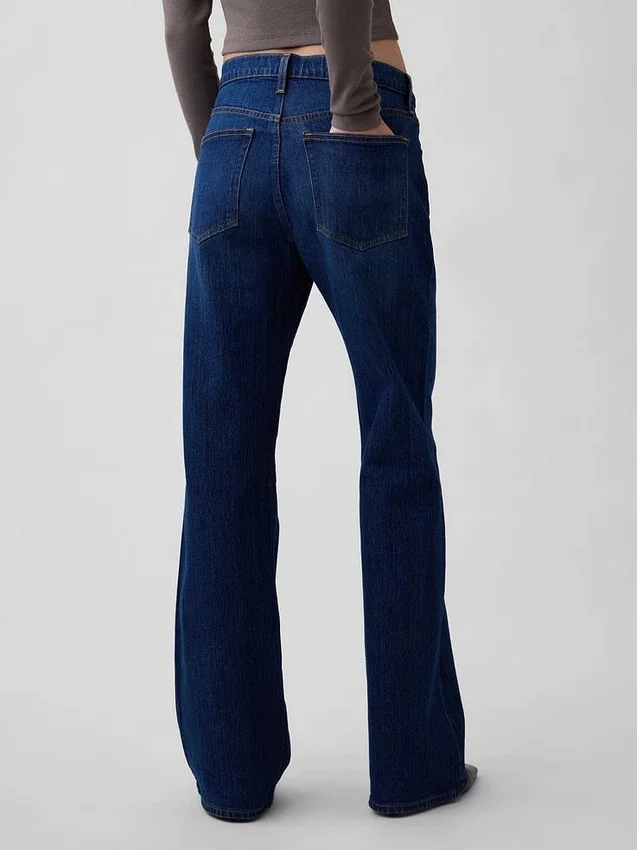 Jeans évasés décontractés à taille mi-haute