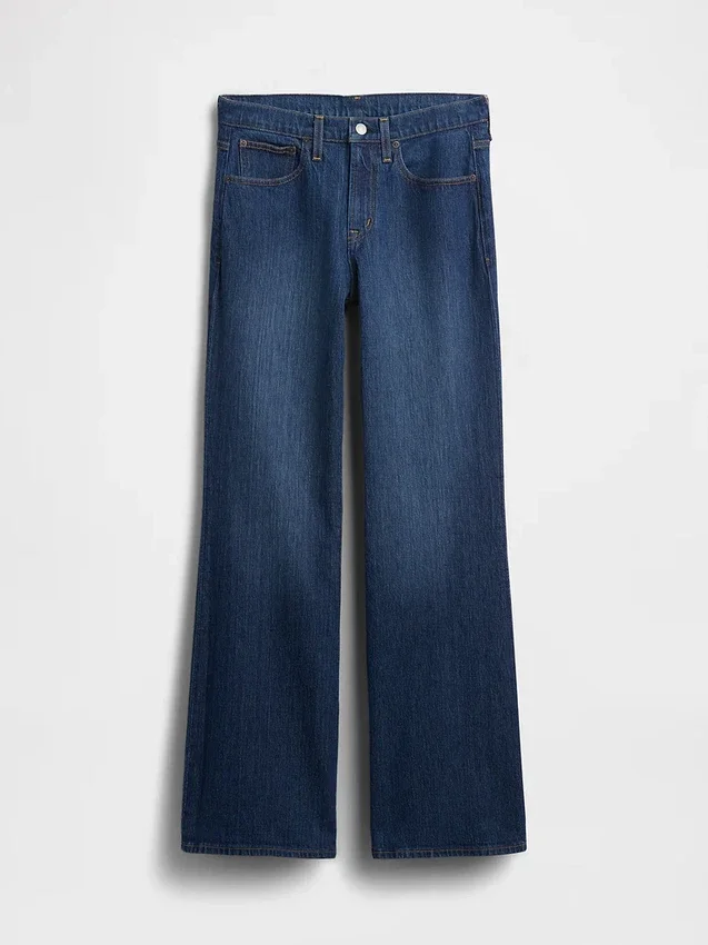 Jeans évasés décontractés à taille mi-haute