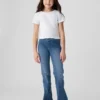 Jeans évasés à taille haute et ceinture croisée pour enfants