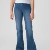 Jeans évasés à taille haute et ceinture croisée pour enfants