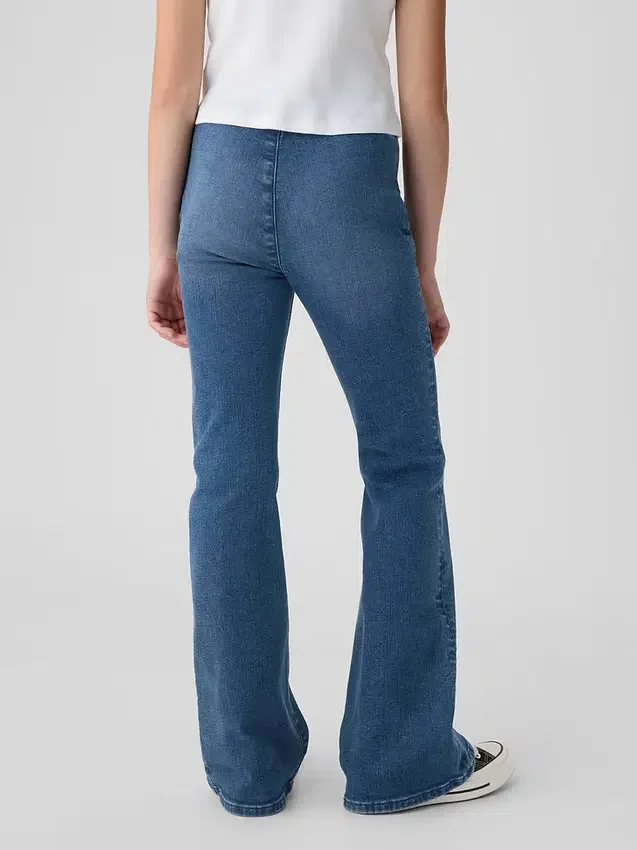 Jeans évasés à taille haute et ceinture croisée pour enfants