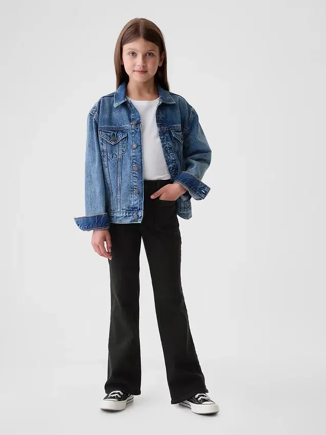 Jeans évasés à taille haute pour enfants, style années 70