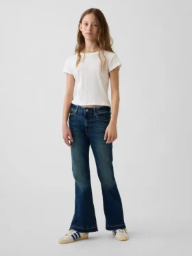 Jeans évasés à taille haute pour enfants, style années 70