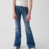 Jeans évasés à taille haute pour enfants, style années 70