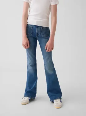 Jeans évasés à taille haute pour enfants, style années 70