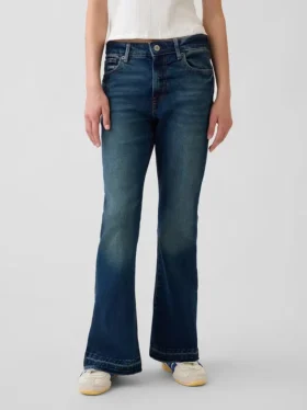 Jeans évasés à taille haute pour enfants, style années 70