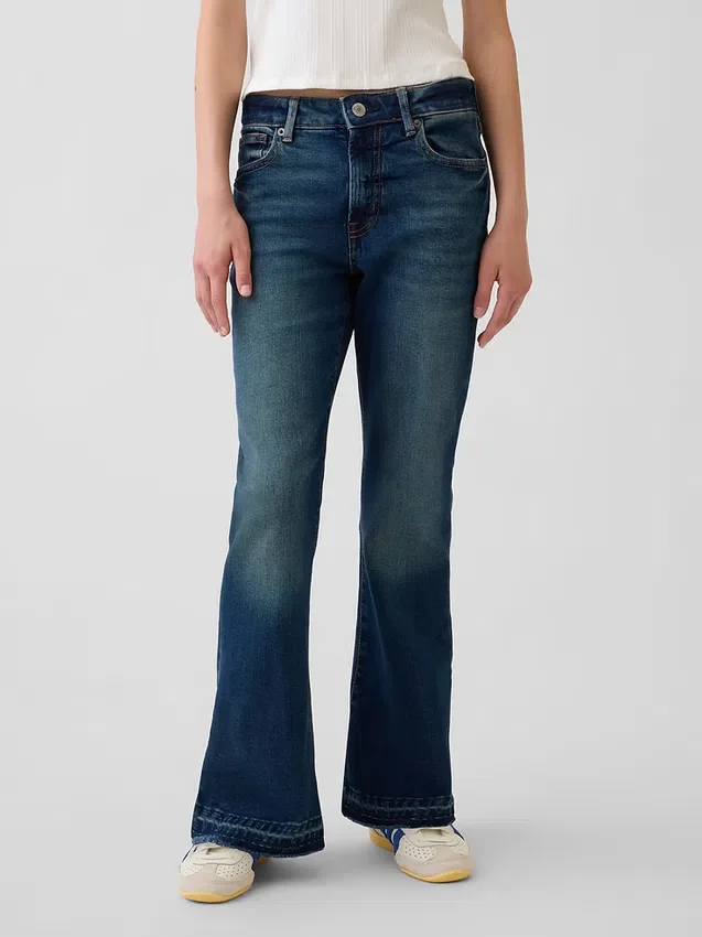 Jeans évasés à taille haute pour enfants, style années 70