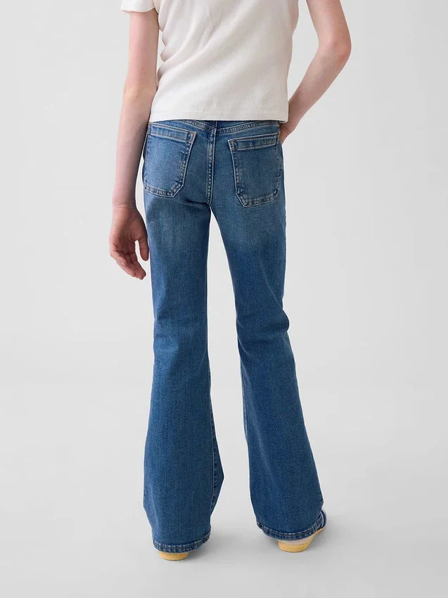 Jeans évasés à taille haute pour enfants, style années 70