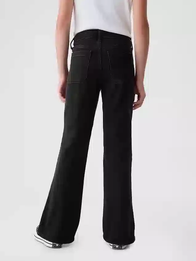 Jeans évasés à taille haute pour enfants, style années 70