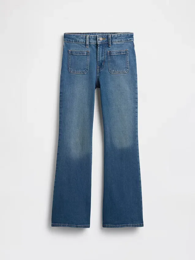 Jeans évasés à taille haute pour enfants, style années 70