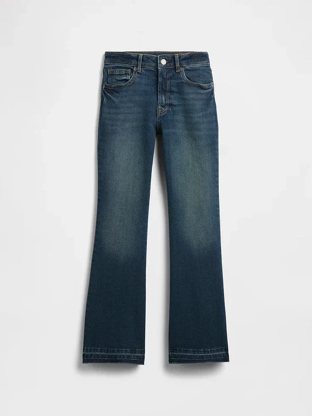 Jeans évasés à taille haute pour enfants, style années 70
