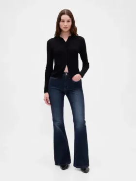 Jeans évasés taille haute style années 70