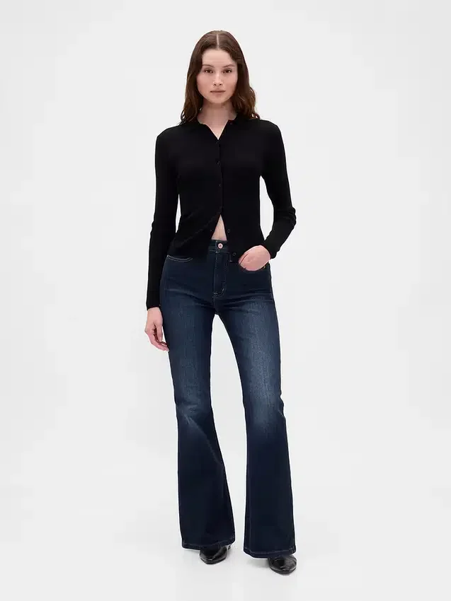 Jeans évasés taille haute style années 70