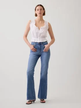 Jeans évasés taille haute style années 70