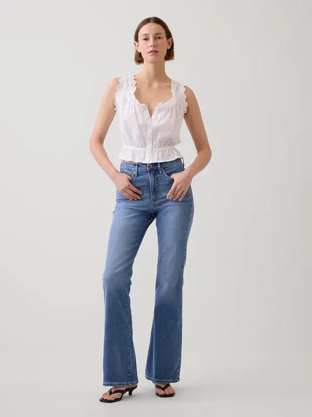 Jeans évasés taille haute style années 70