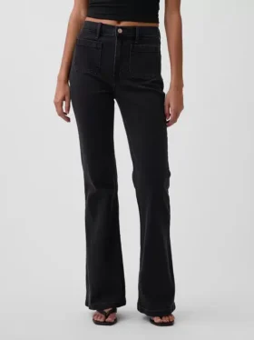 Jeans évasés taille haute style années 70