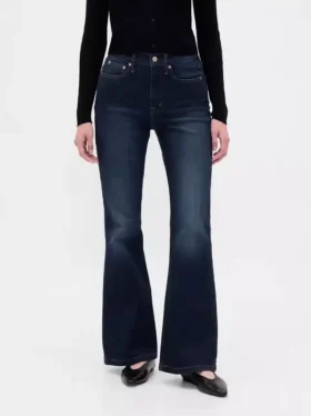 Jeans évasés taille haute style années 70