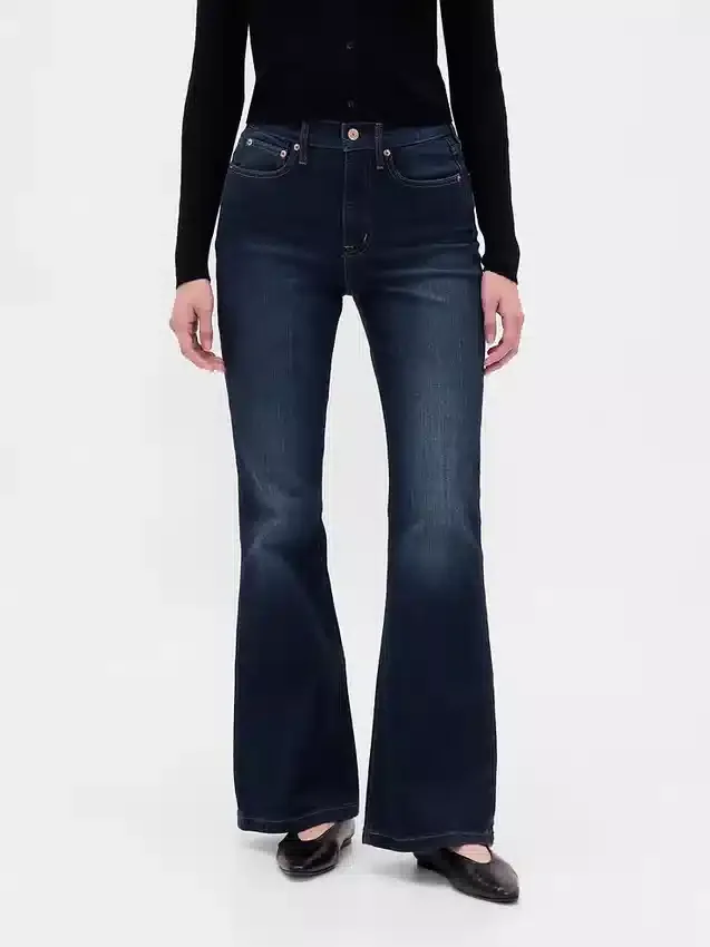 Jeans évasés taille haute style années 70