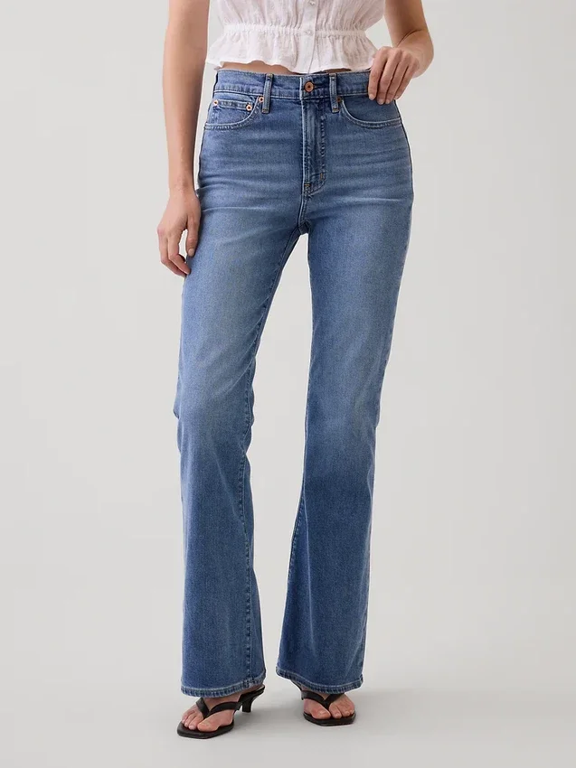 Jeans évasés taille haute style années 70