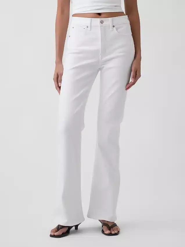 Jeans évasés taille haute style années 70