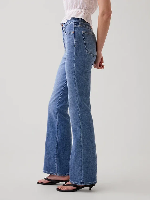 Jeans évasés taille haute style années 70