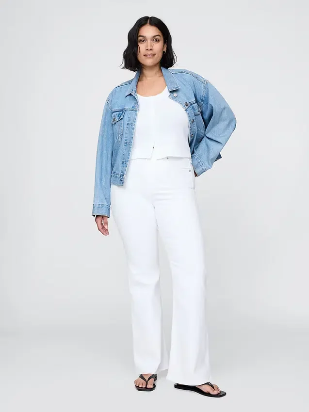 Jeans évasés taille haute style années 70