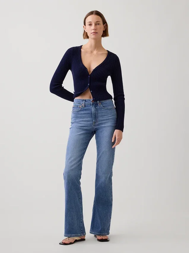 Jeans évasés taille haute style années 70