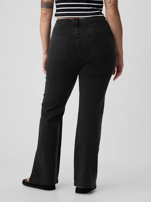 Jeans évasés taille haute style années 70