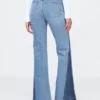 Jeans évasés taille haute style années 70 avec empiècements