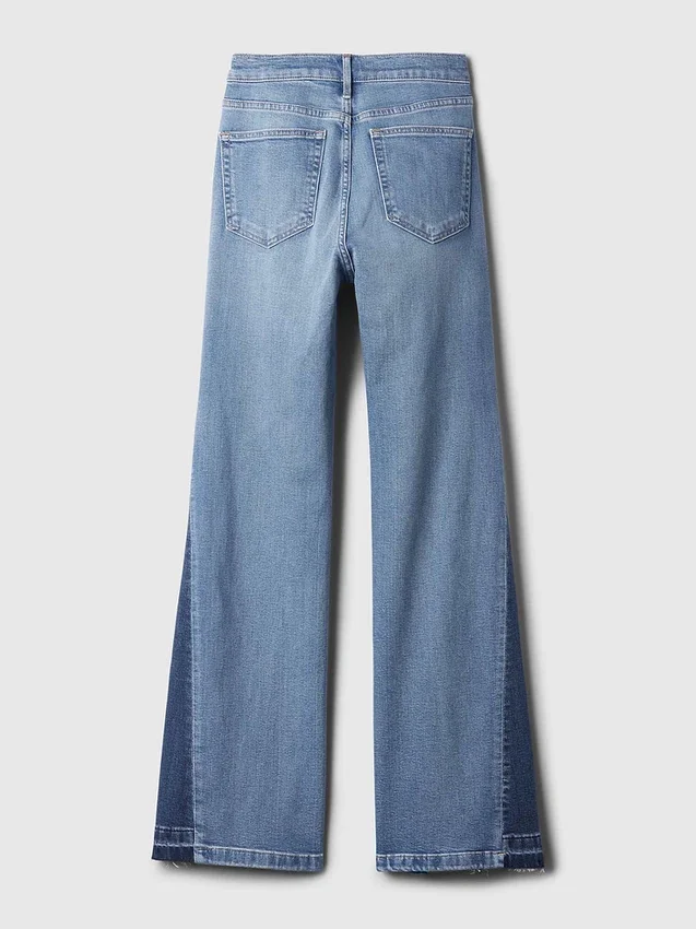 Jeans évasés taille haute style années 70 avec empiècements
