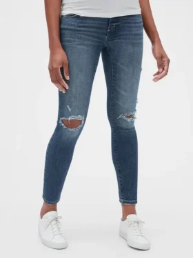 Jeggings de maternité « Favorite » à effet usé et empiècement intégral