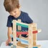 Jeu de course de voitures sur rampe en bois pour tout-petits