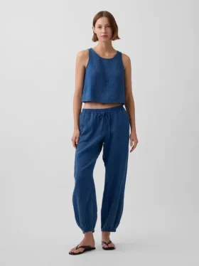 Jogger ample en denim de gaze de coton