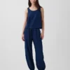 Jogger ample en denim de gaze de coton