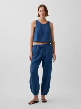 Jogger ample en denim de gaze de coton