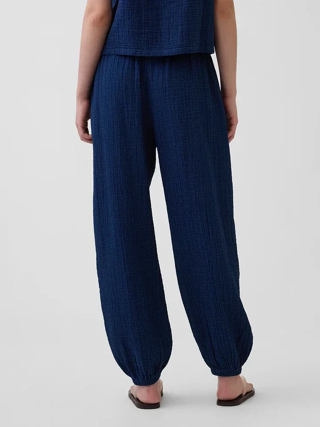 Jogger ample en denim de gaze de coton